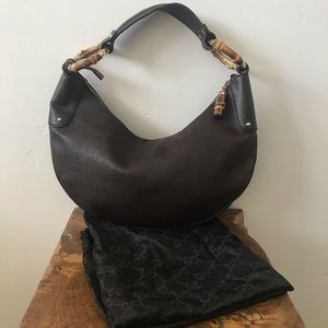 Authentic Gucci shoulder bag w/ bamboo details.
